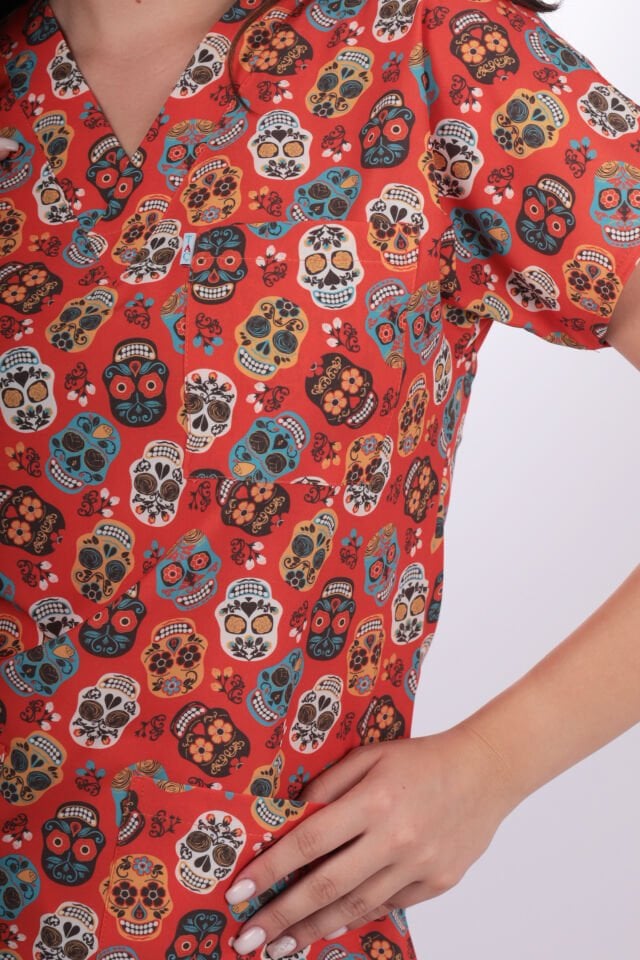 Desenli Seri Kurukafa Desen Kadın Tek Üst