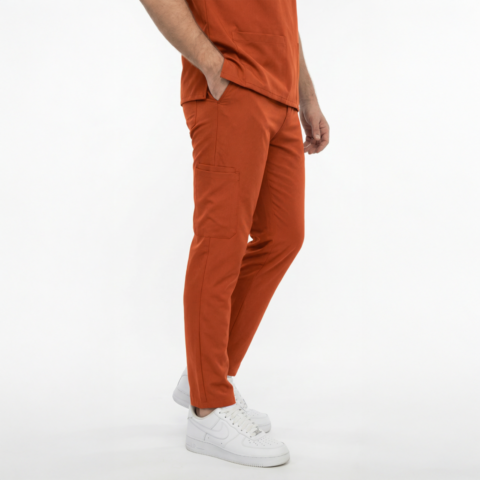 Likralı Snap Seri Erkek Kiremit Scrubs