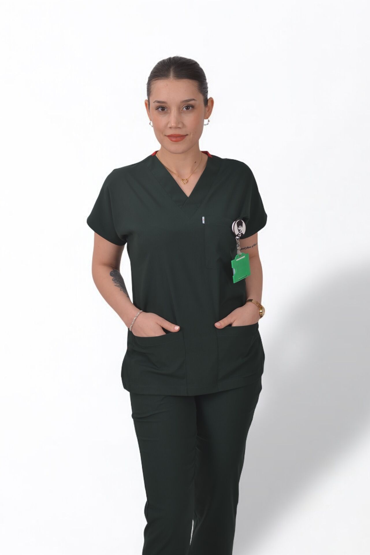 Premium Likralı Klasik Seri Kadın Tek Üst Avcı Yeşili