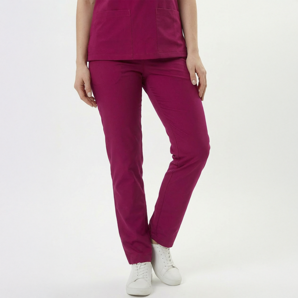 Likralı Klasik Seri Kadın Fuşya Scrubs