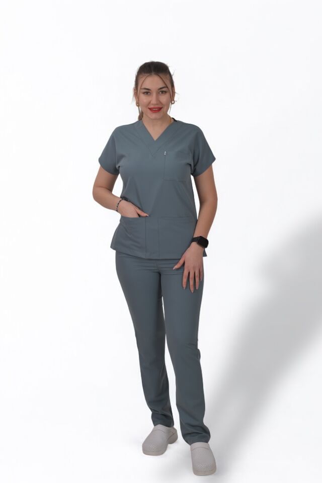 Premium Likralı Klasik Seri Okyanus Mavisi Scrubs