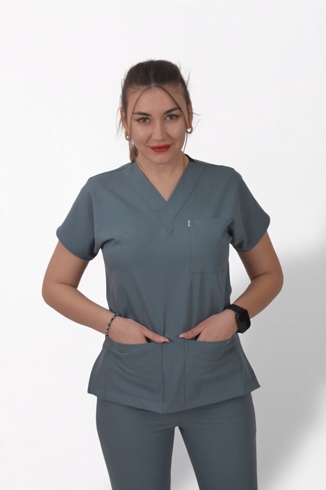 Premium Likralı Klasik Seri Okyanus Mavisi Scrubs