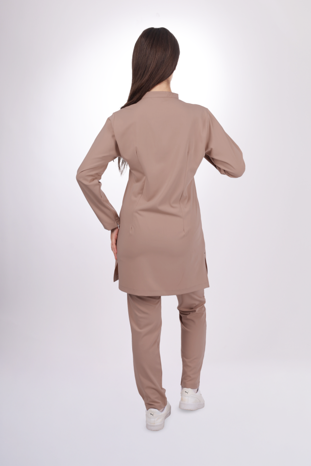 Premium Likralı Tesettür Seri Kadın Karamel Scrubs