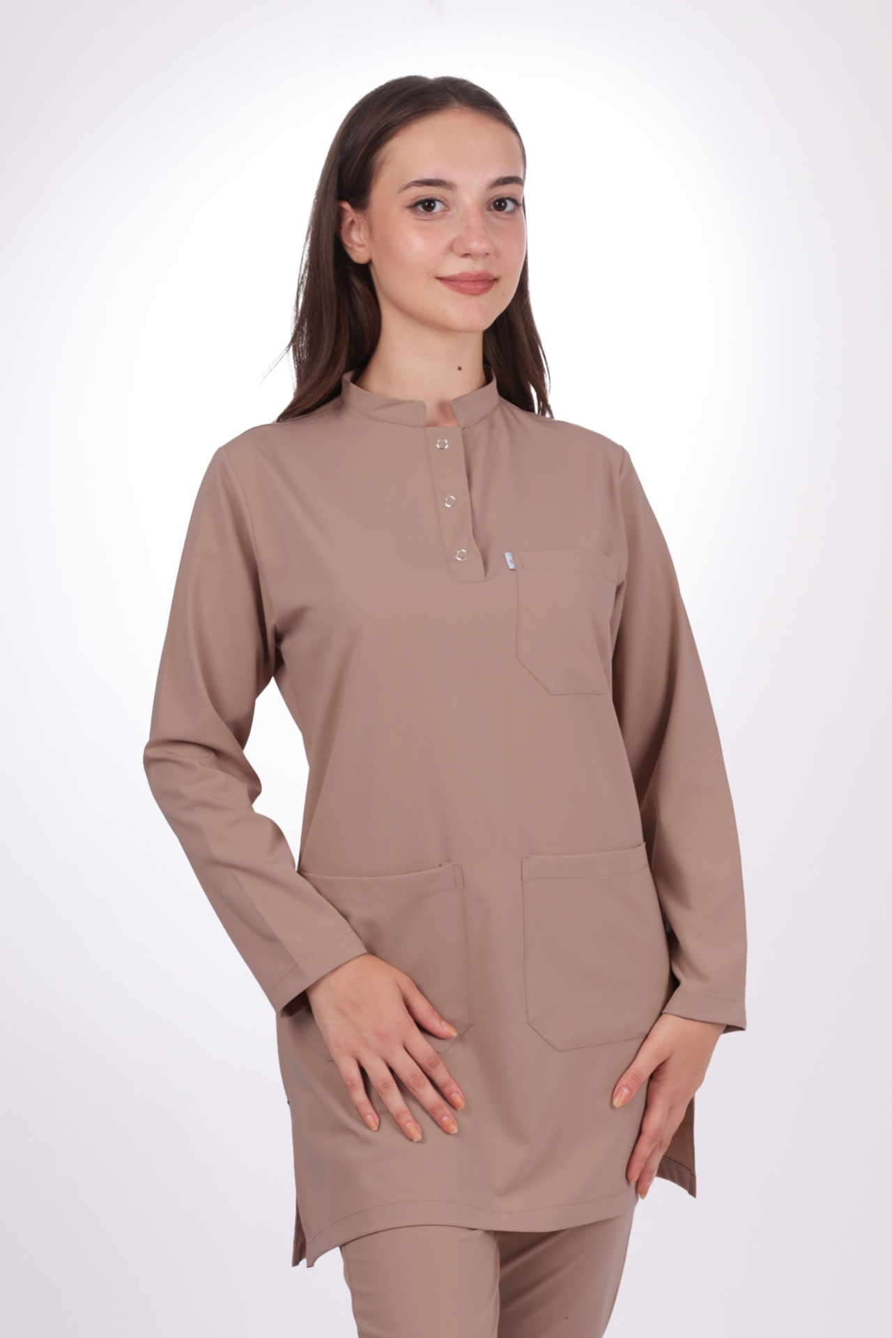 Premium Likralı Tesettür Seri Kadın Karamel Scrubs