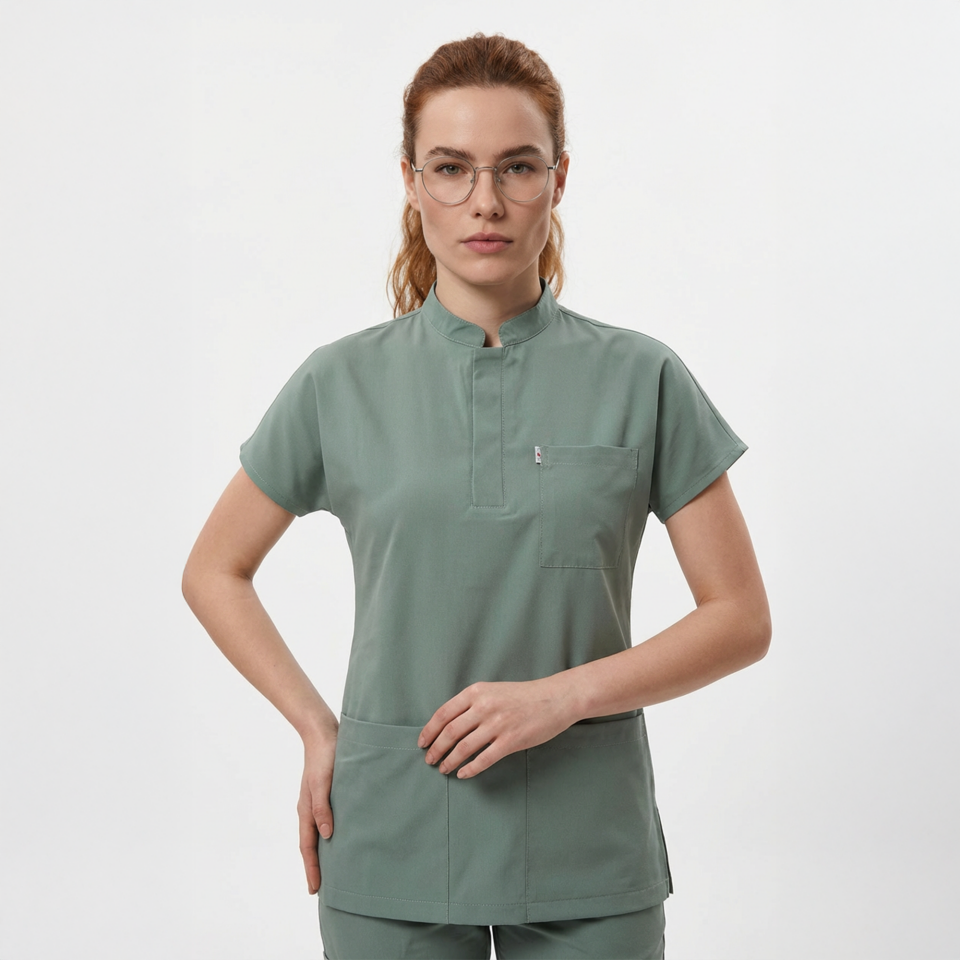 Likralı Snap Seri Kadın Tek Üst Küf Yeşili