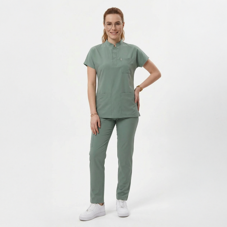 Likralı Snap Seri Kadın Tek Üst Küf Yeşili