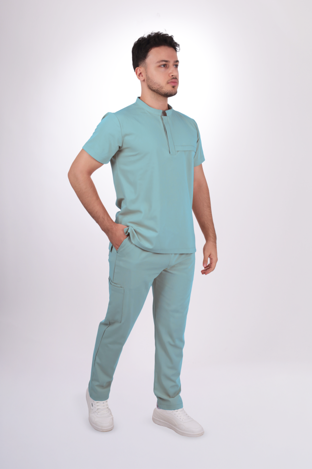 Premium Likralı Tek Cepli Çıtçıt Erkek Benetton Scrubs