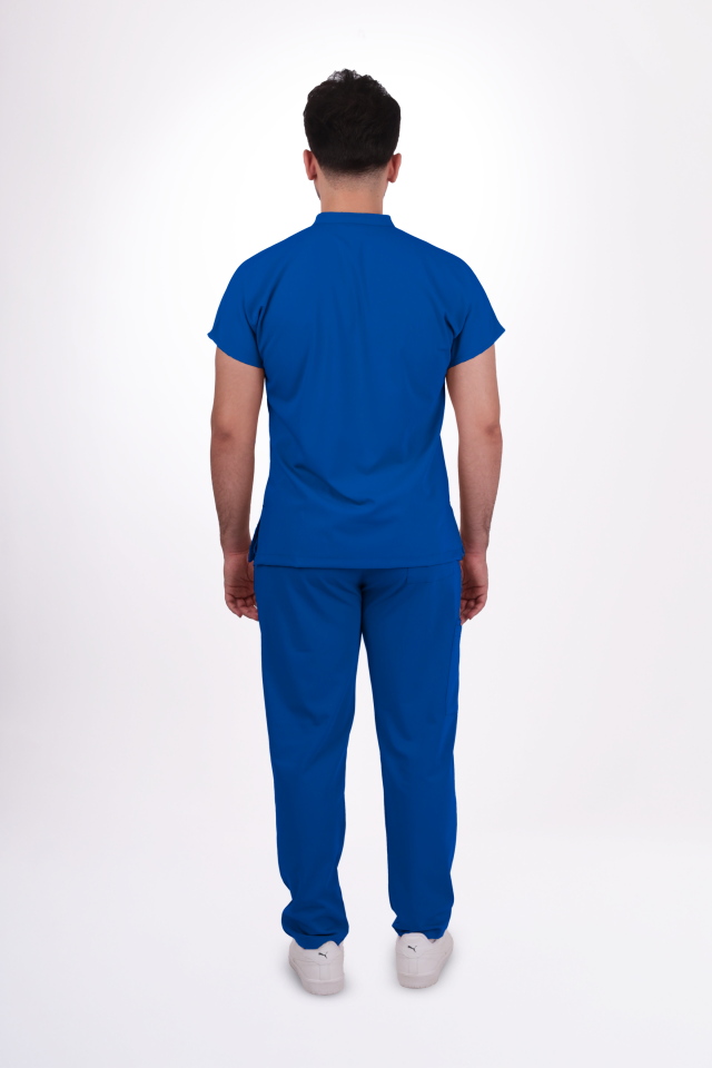 Premium Likralı Snap Seri Erkek Saks Mavisi Üniforma Takım