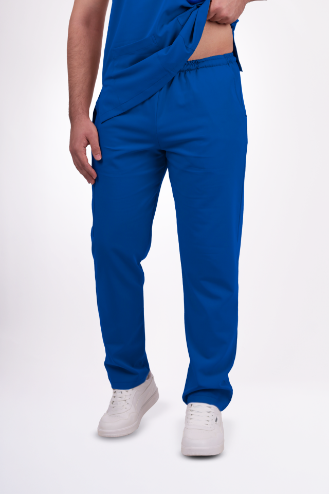 Premium Likralı Snap Seri Erkek Saks Mavisi Scrubs