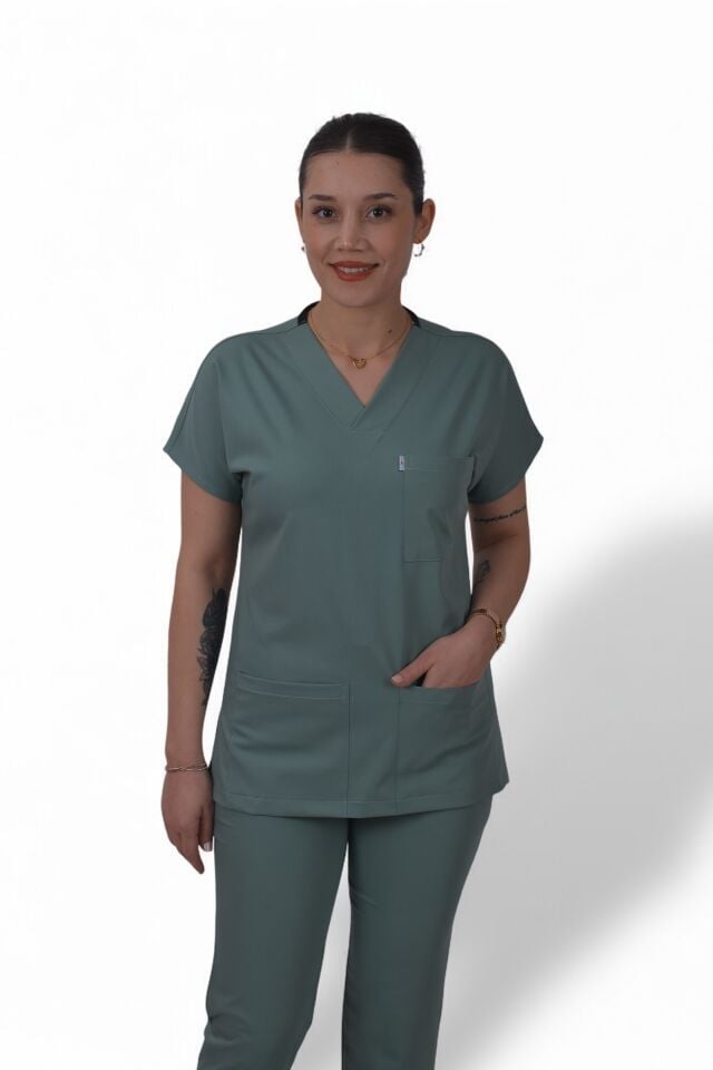 Premium Likralı Klasik Seri Kadın Tek Üst Küf Yeşili