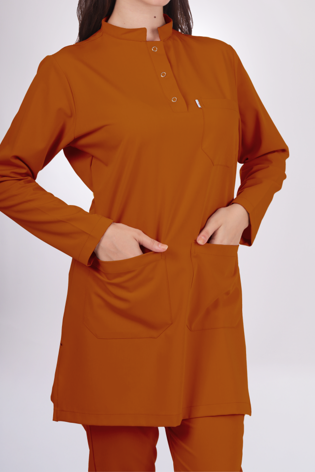 Premium Likralı Tesettür Seri Kadın Kiremit Scrubs