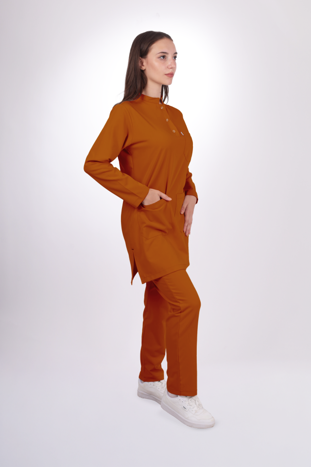 Premium Likralı Tesettür Seri Kadın Kiremit Scrubs