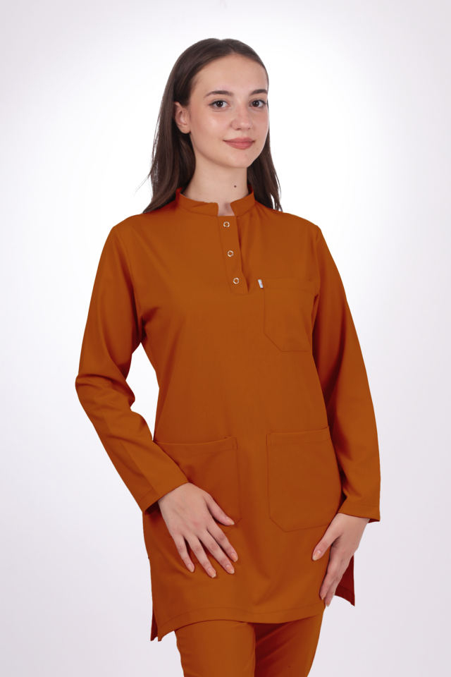 Premium Likralı Tesettür Seri Kadın Kiremit Scrubs