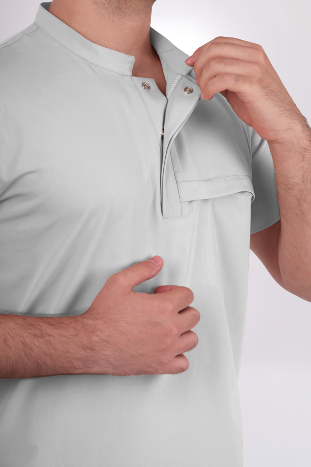 Premium Likralı Lotus Seri Erkek Beyaz Scrubs