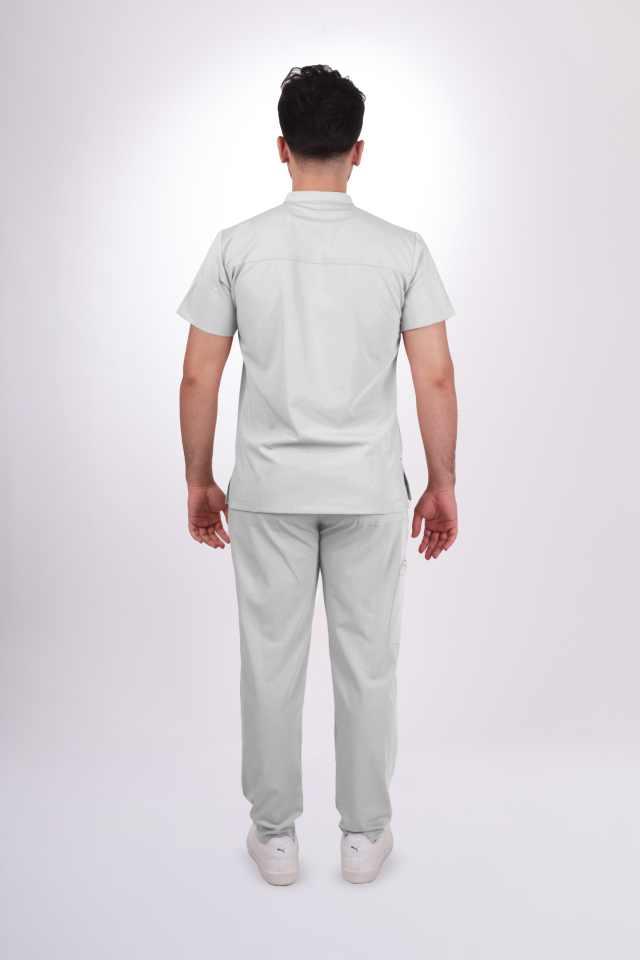 Premium Likralı Lotus Seri Erkek Beyaz Scrubs