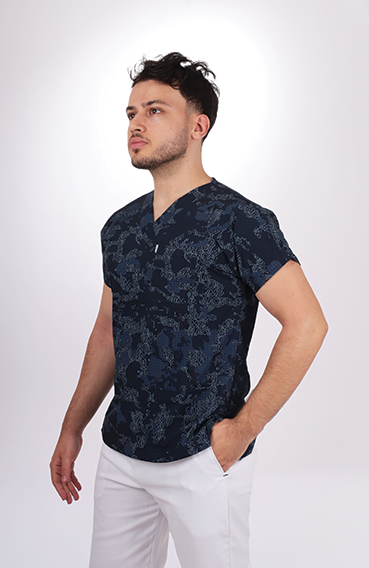 Desenli Seri Lacivert Alfabetik Desen Tek Üst