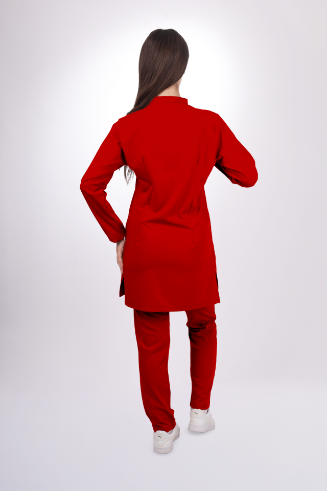 Premium Likralı Tesettür Seri Kadın Kırmızı Scrubs