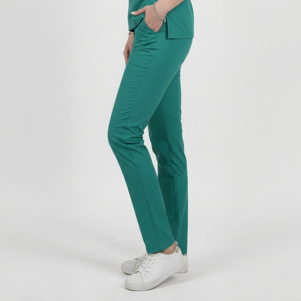 Terycoton Kumaş Klasik Seri Kadın Cerrahi Yeşil Scrubs