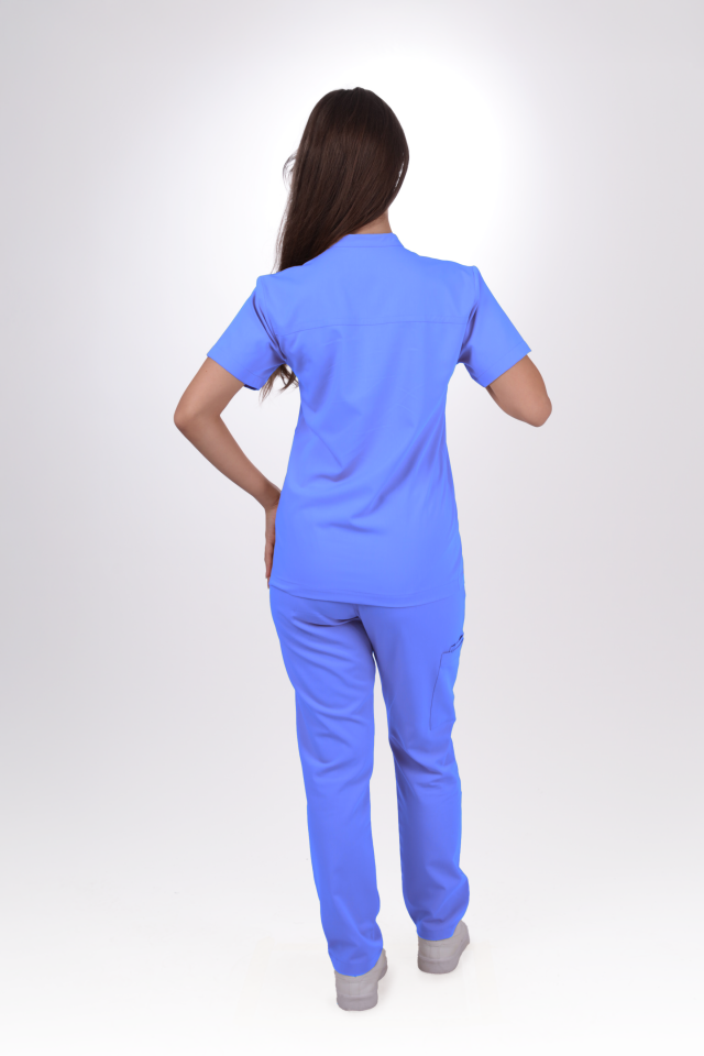 Premium Likralı SnapPrime Seri Kadın Açık Mavi Scrubs