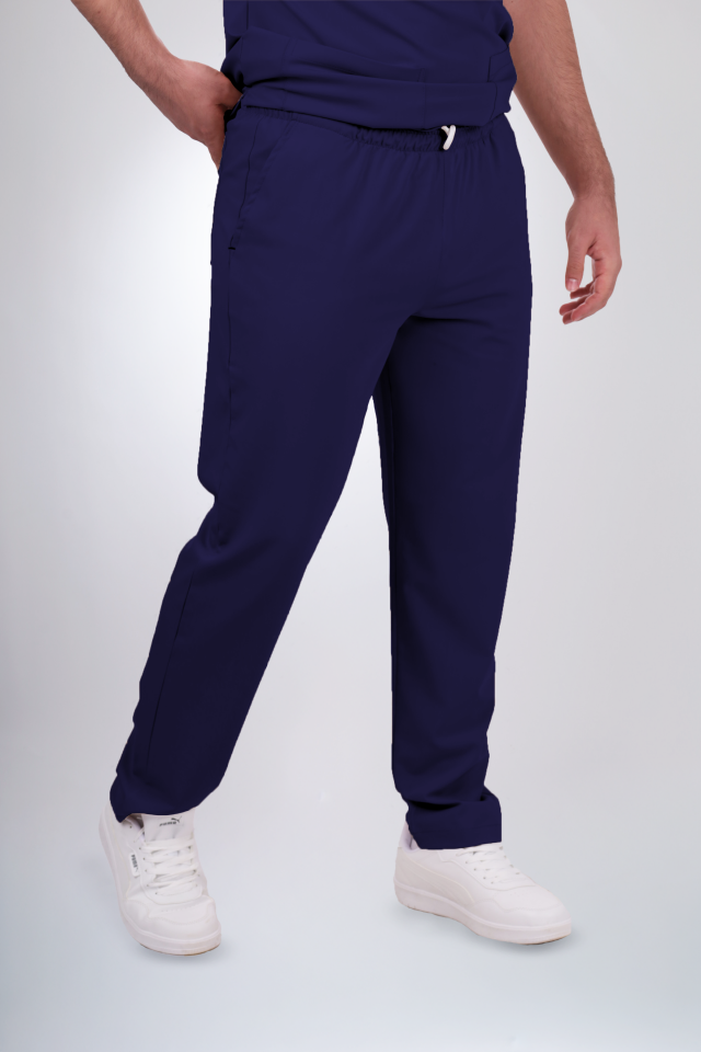 Premium Likralı Klasik Seri Erkek İndigo Lacivert Scrubs