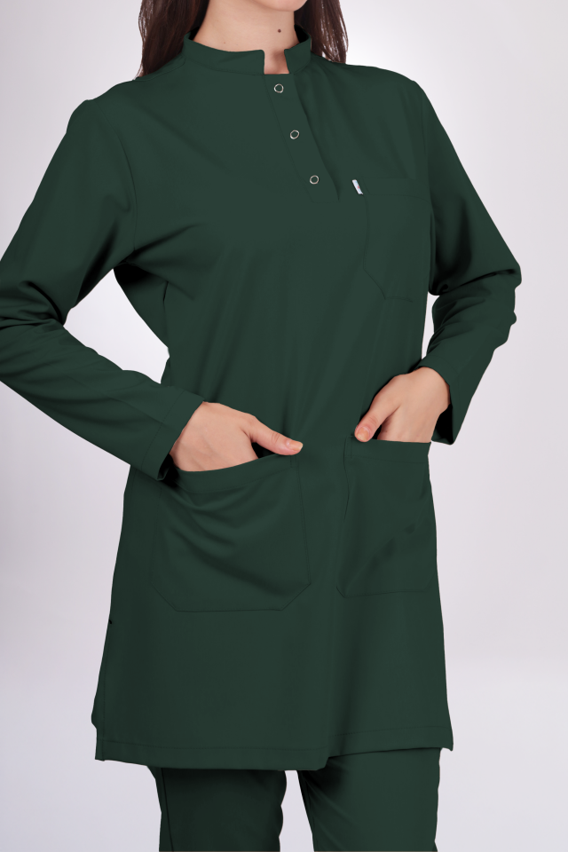 Premium Likralı Tesettür Seri Kadın Koyu Haki Scrubs