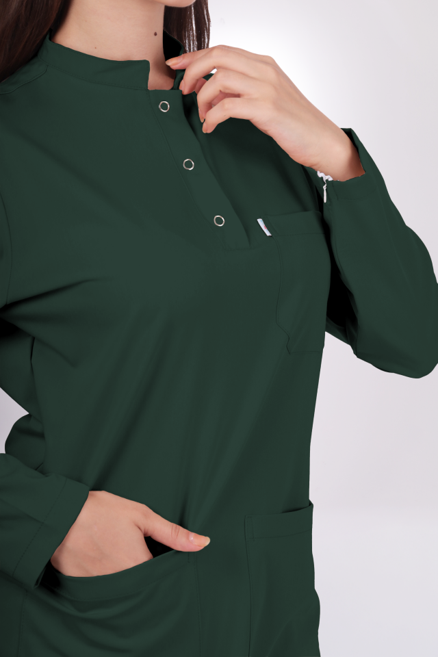 Premium Likralı Tesettür Seri Kadın Koyu Haki Scrubs