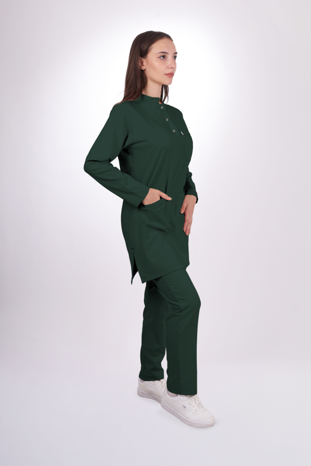 Premium Likralı Tesettür Seri Kadın Koyu Haki Scrubs