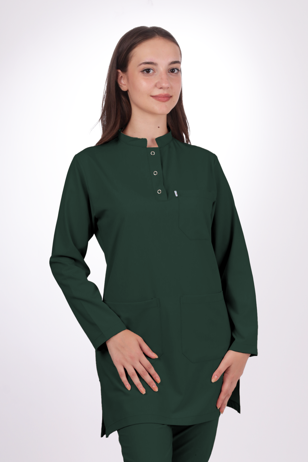 Premium Likralı Tesettür Seri Kadın Koyu Haki Scrubs