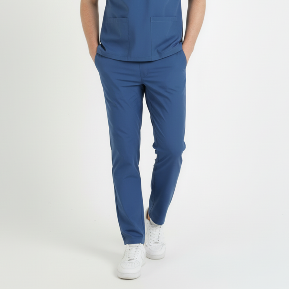 Terycoton Kumaş Klasik Seri Erkek Havacı Mavi Scrubs