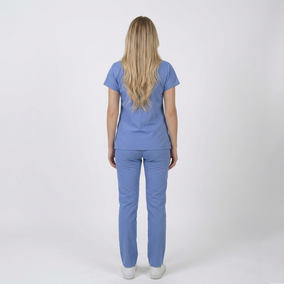 Terycoton Kumaş Klasik Seri Kadın Bebe Mavisi Takım