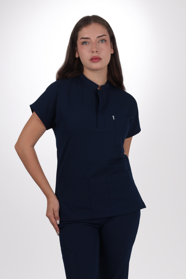 Premium Likralı Snap Seri Kadın Lacivert Üniforma Takım