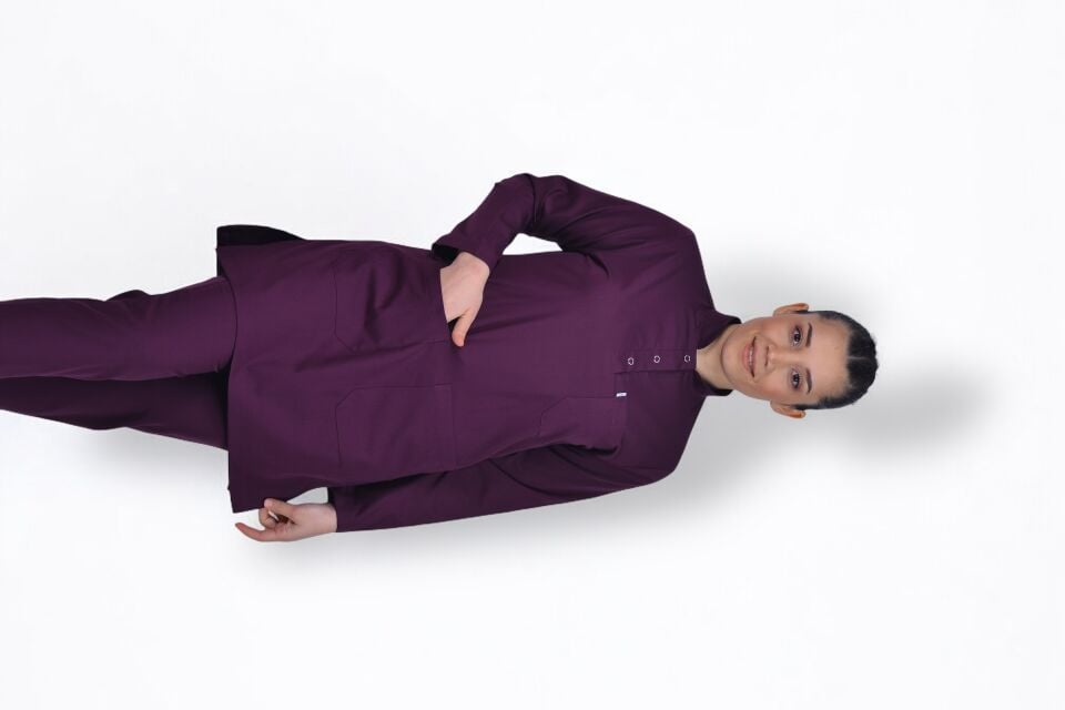 Premium Likralı Tesettür Seri Kadın Mürdüm Scrubs
