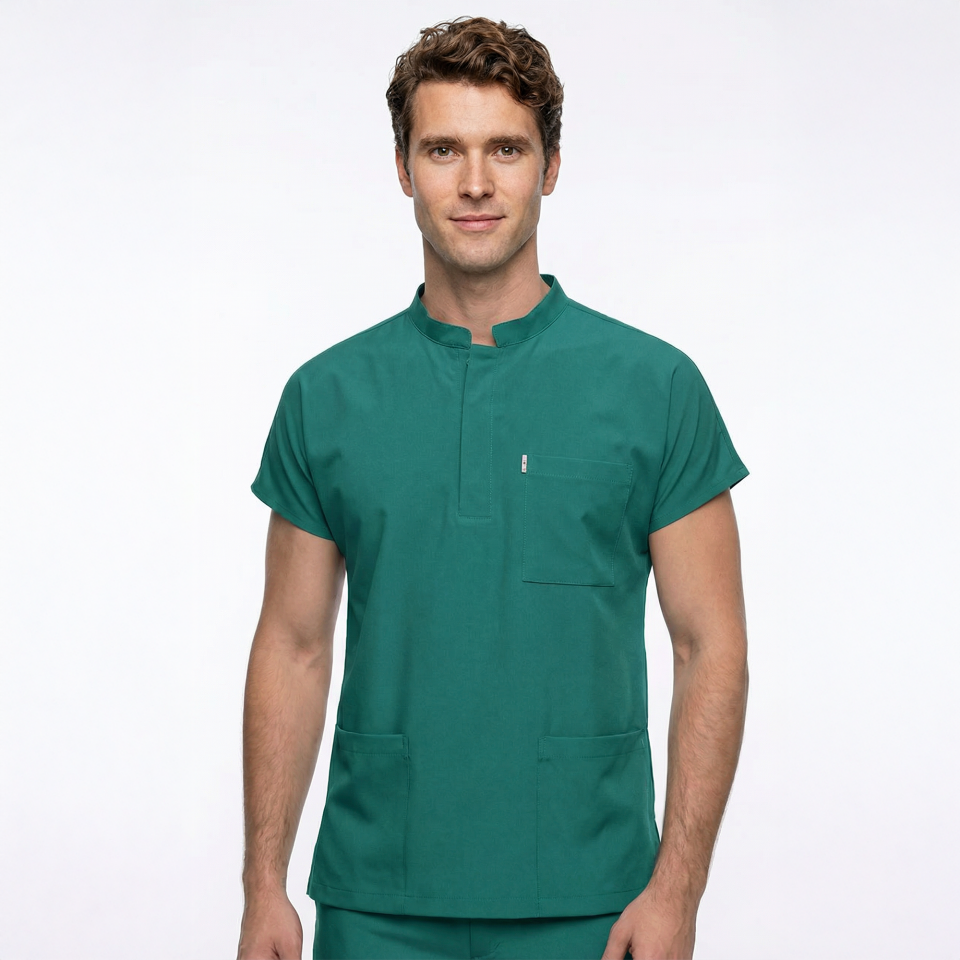 Likralı Snap Seri Erkek Cerrahi Yeşil Scrubs