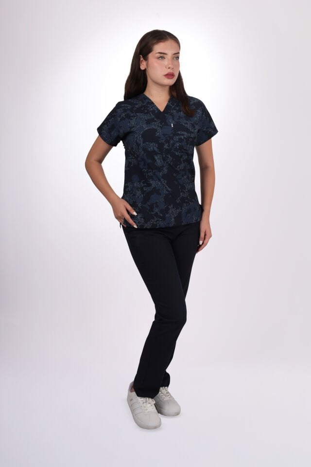 Desenli Seri Alfabetik Desen Kadın Tek Üst