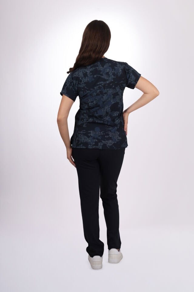 Desenli Seri Alfabetik Desen Kadın Tek Üst