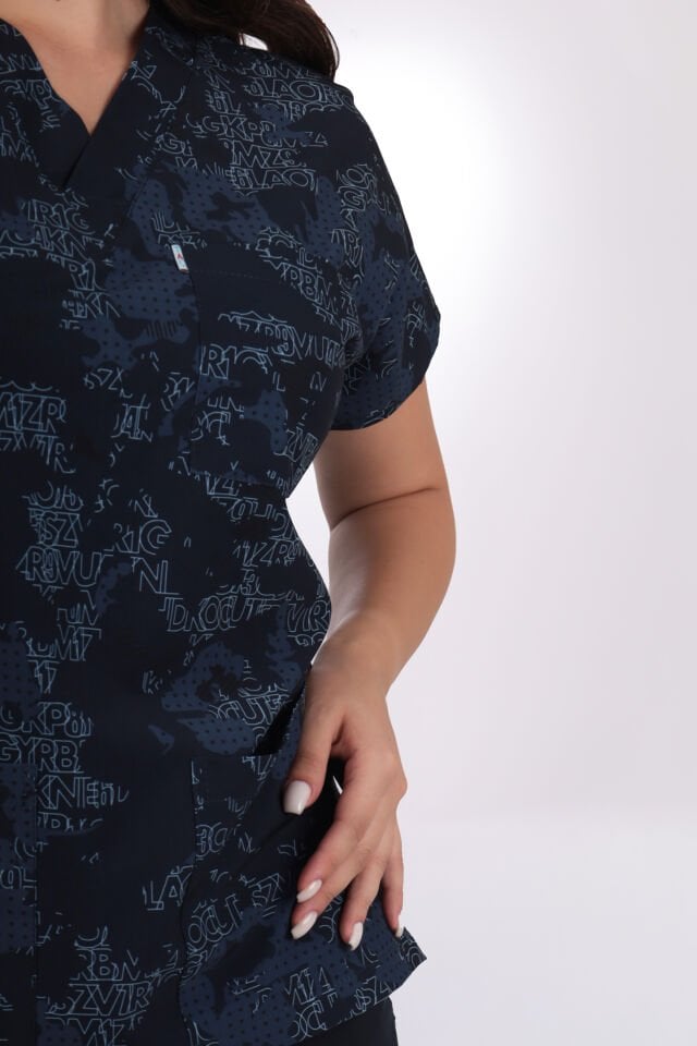 Desenli Seri Alfabetik Desen Kadın Tek Üst