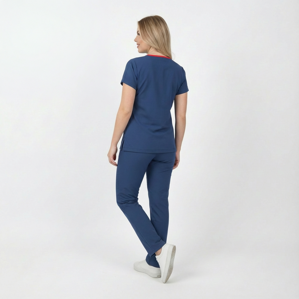 Terycoton Kumaş Klasik Seri Kadın Havacı Mavisi Takım