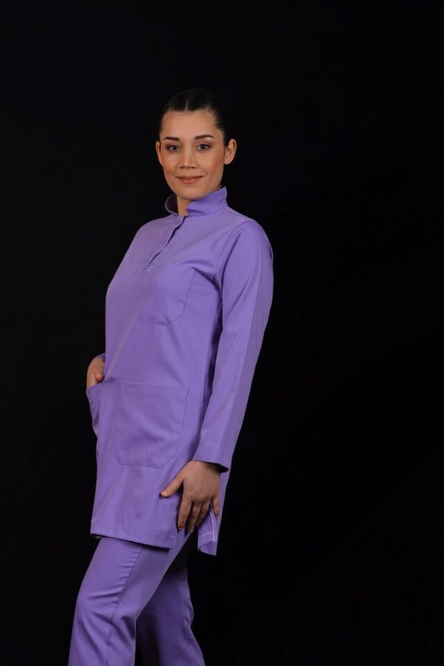 Premium Likralı Tesettür Seri Kadın Lila Scrubs