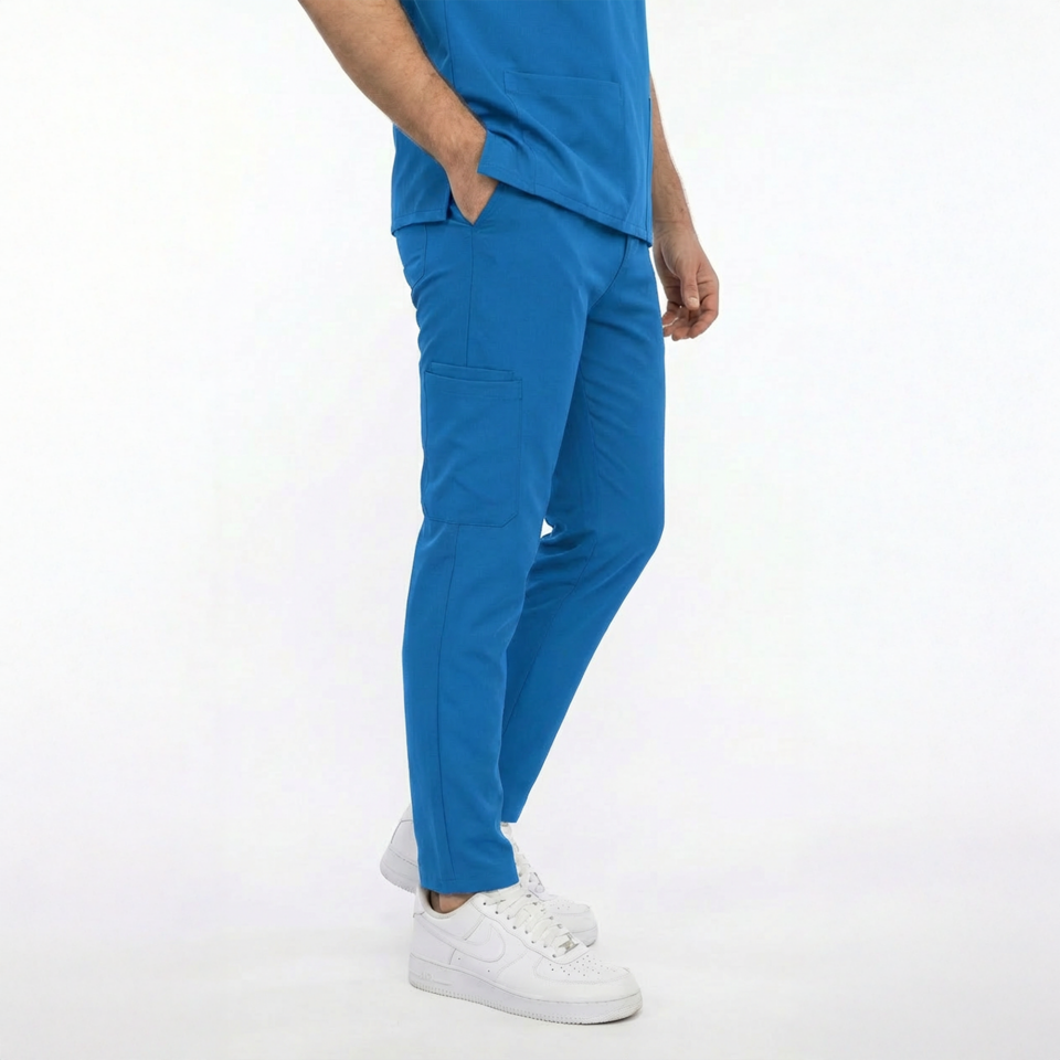 Likralı Snap Seri Erkek Petrol Mavisi Scrubs