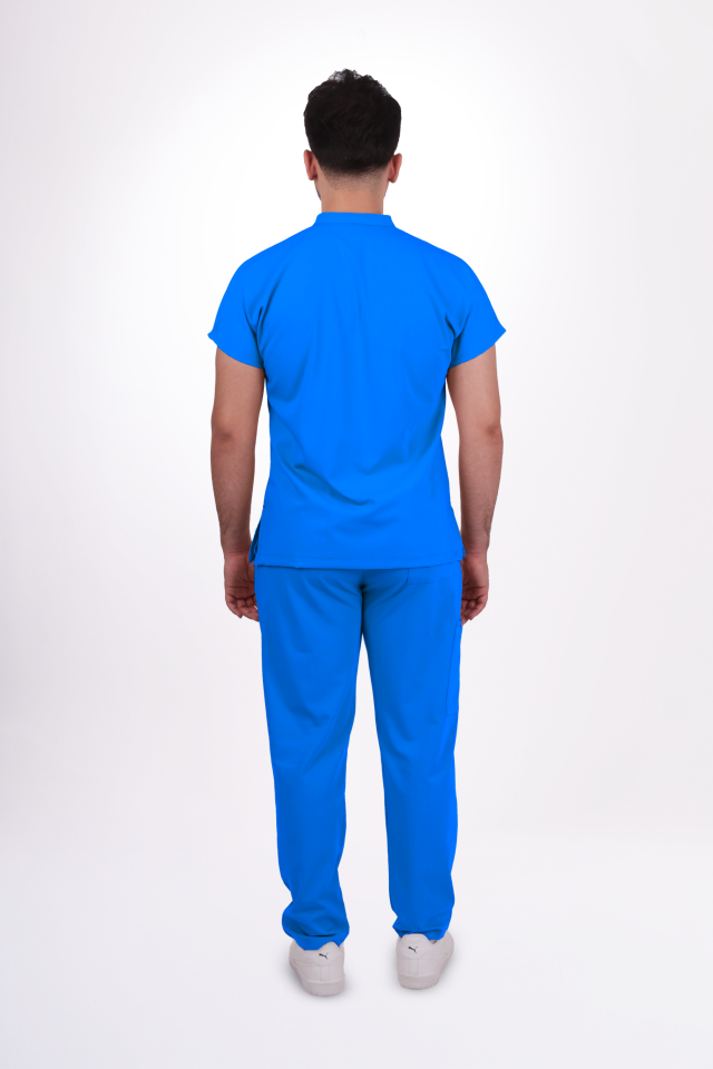 Likralı Snap Seri Erkek Petrol Mavisi Scrubs