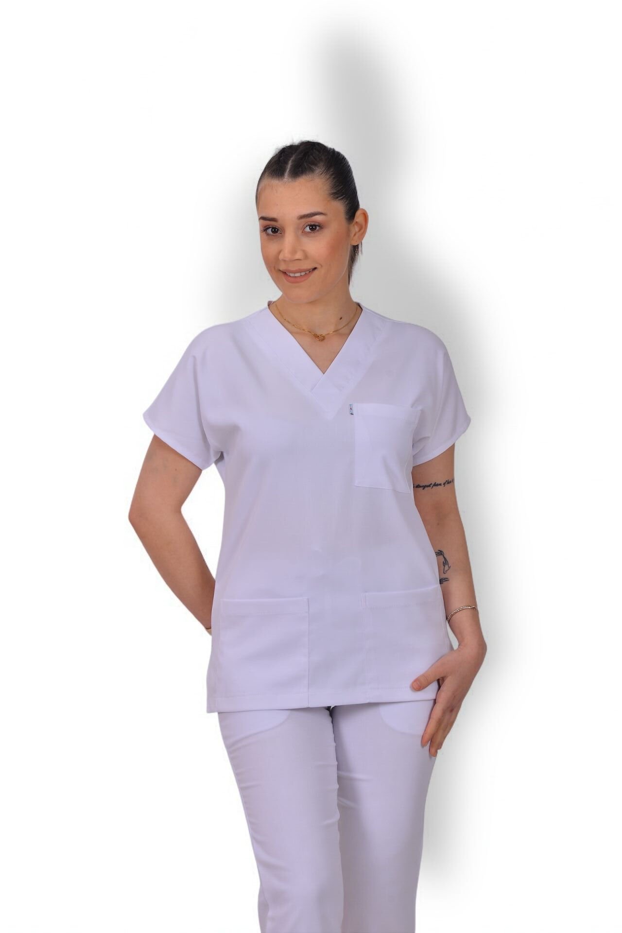 Premium Likralı Klasik Seri Kadın Tek Üst Beyaz