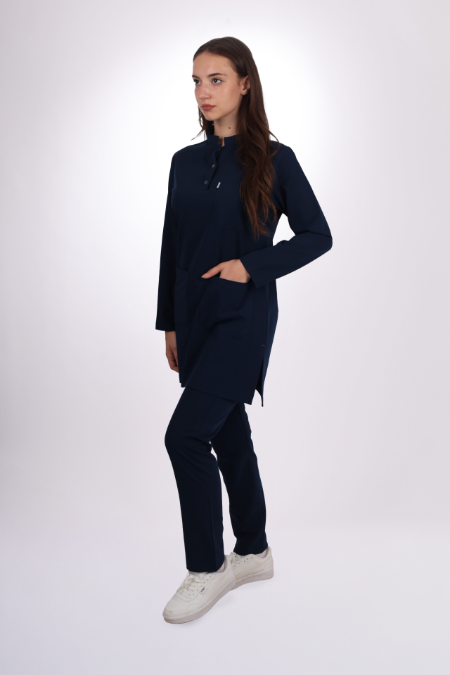 Premium Likralı Tesettür Seri Kadın Lacivert Scrubs