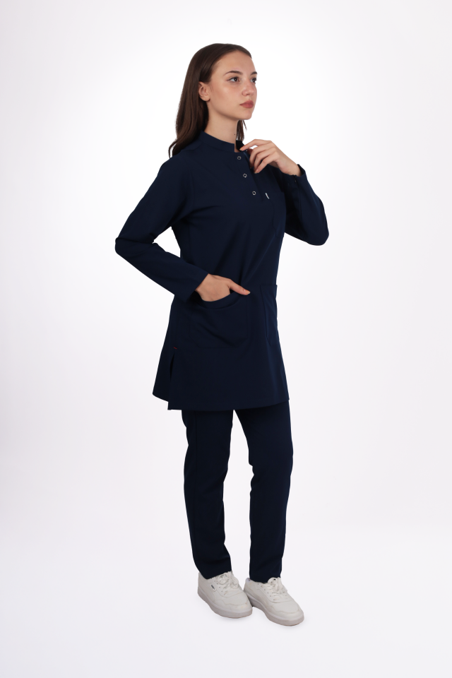 Premium Likralı Tesettür Seri Kadın Lacivert Scrubs