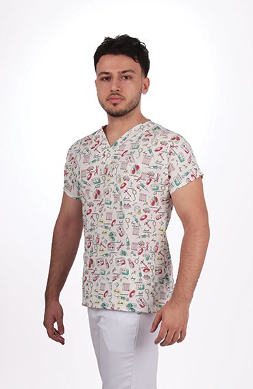 Desenli Seri Ambulans Desen Erkek Tek Üst