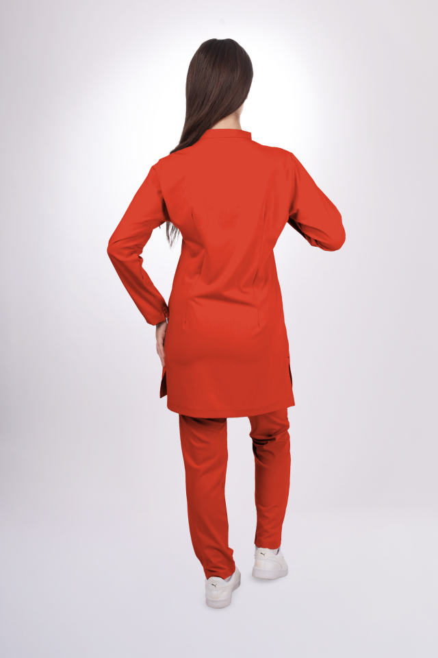Premium Likralı Tesettür Seri Kadın Turuncu Scrubs