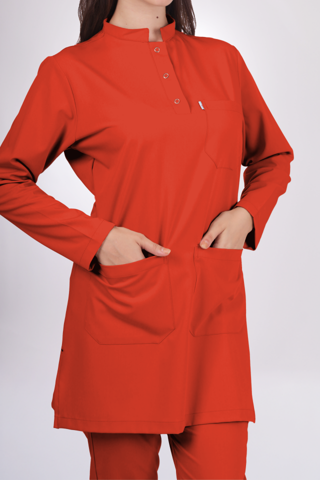Premium Likralı Tesettür Seri Kadın Turuncu Scrubs