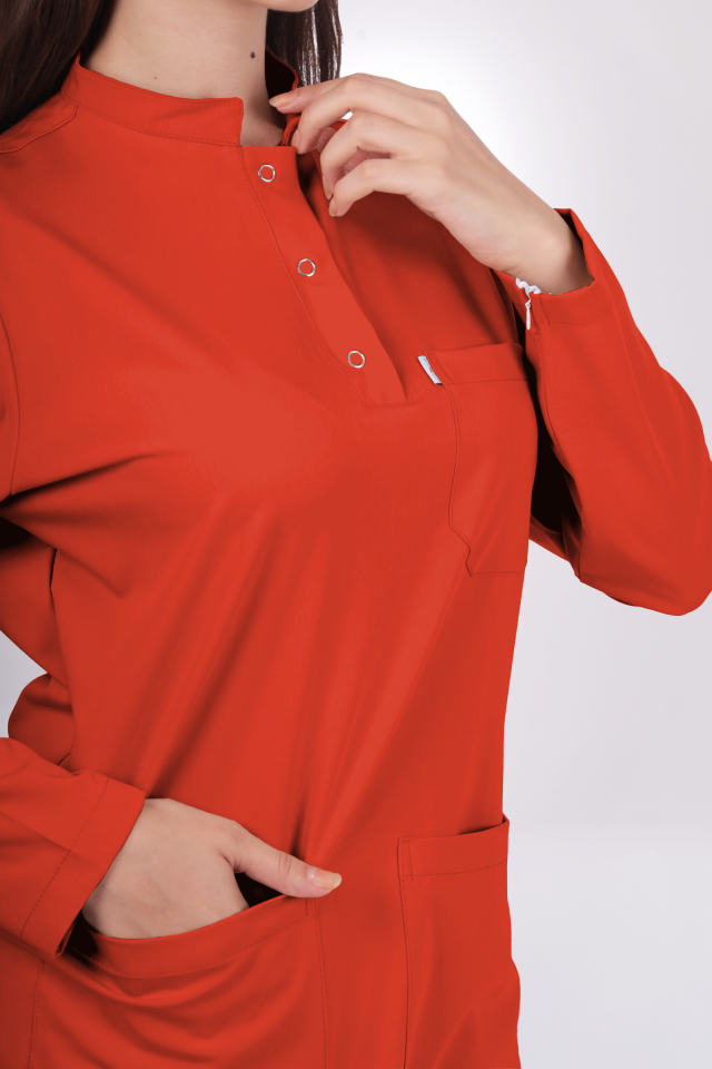 Premium Likralı Tesettür Seri Kadın Turuncu Scrubs