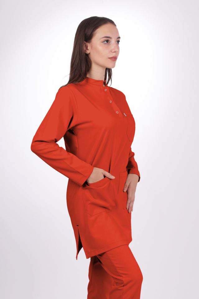 Premium Likralı Tesettür Seri Kadın Turuncu Scrubs