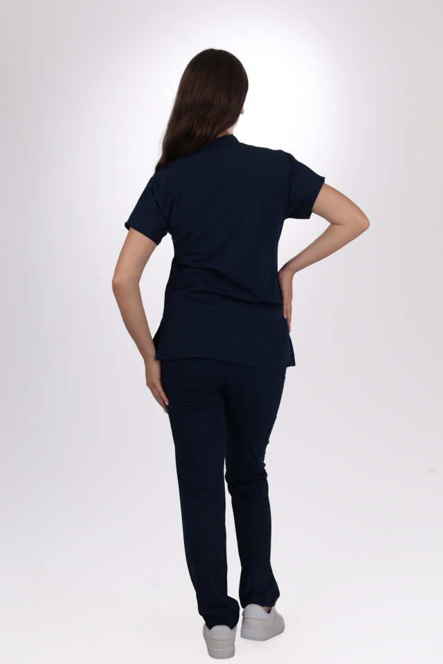 Likralı Snap Seri Kadın Lacivert Scrubs