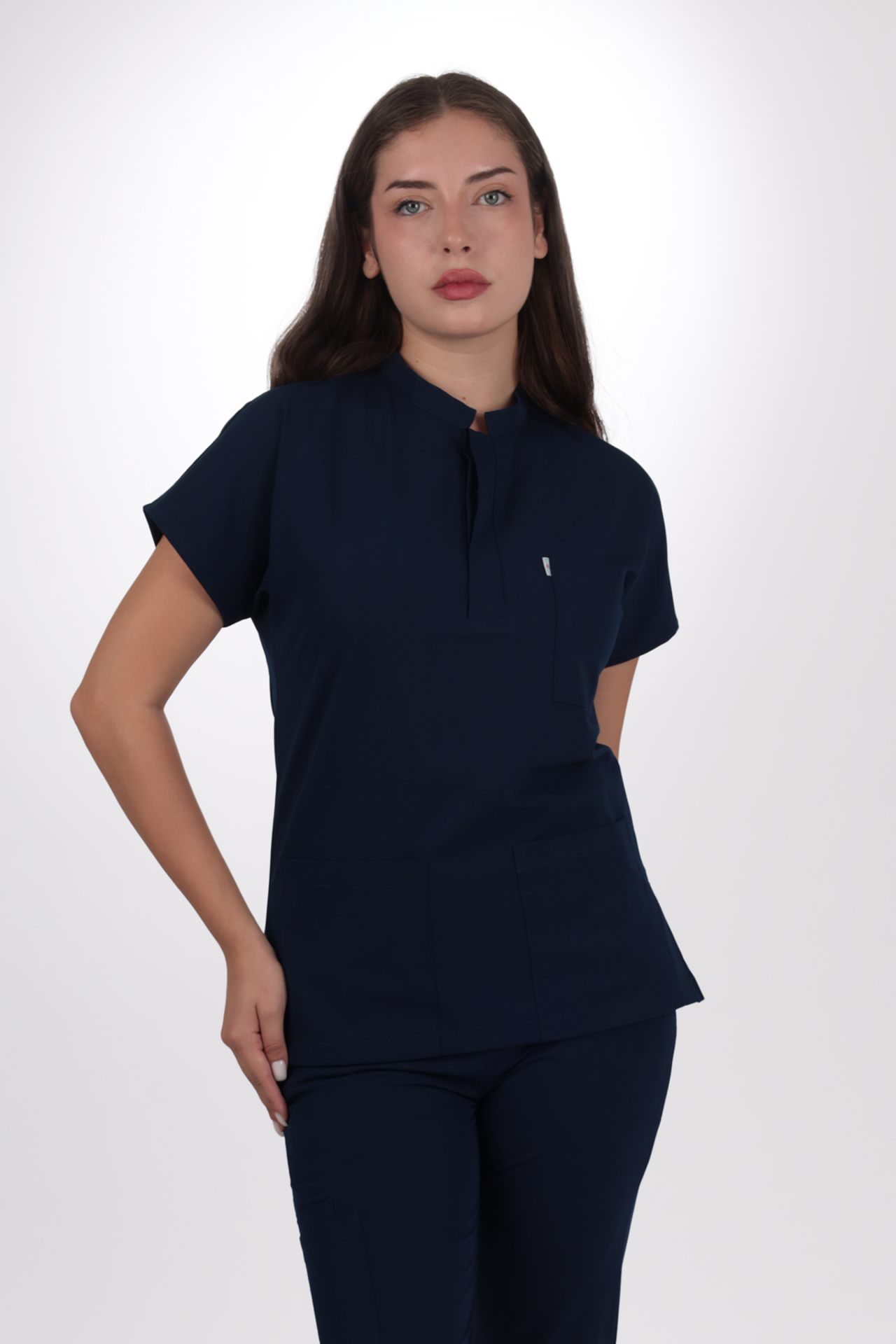 Likralı Snap Seri Kadın Lacivert Scrubs